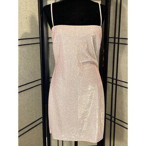 Windsor Spaghetti Strap Pink Shimmer Dress Size L Mini Party Ready Holiday Comfy